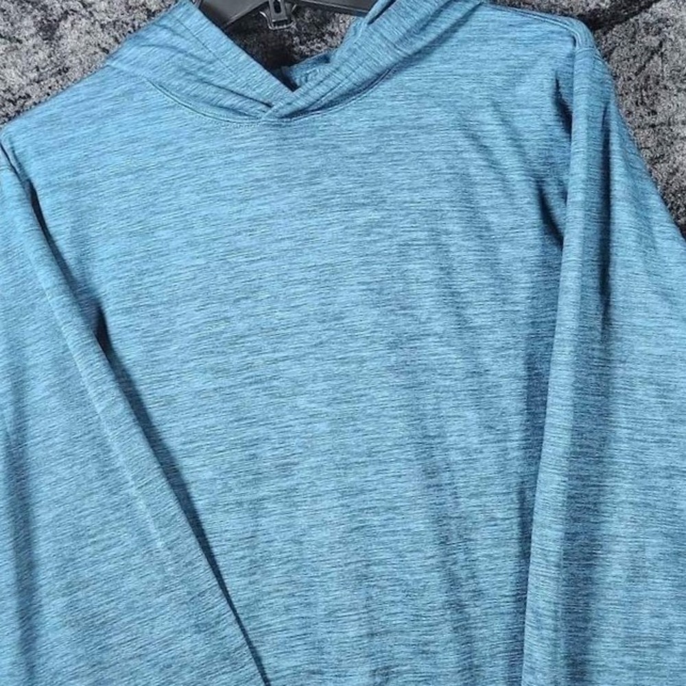 Abercrombie & Fitch Pullover Air Knit Soft Performance Hoodie Blue Heathered L